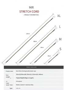 1入組帶有扣環和卡拉比那鉤的彈性帳篷繩，8mm露營晾衣繩，行李捆綁繩適用於戶外旅行裝備打包 - 軍綠色 - 查看 2