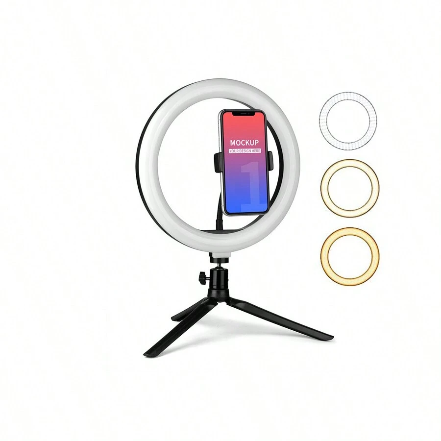 1pc 10-Inch Led Ring Light With Stand, Adjustable Brightness And Usb Powered, For Live Streaming, Makeup, Video, Selfie, Etc. - Black - View 1