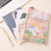 Pp防滑a5可拆卸螺旋筆記本,可愛卡通印花,附10張插頁 - 太空人 - 查看 6