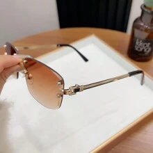 1副女士经典金属框时尚眼镜，适合户外旅行和街头风格 - 茶色 - 查看 3