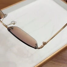 1副女士经典金属框时尚眼镜，适合户外旅行和街头风格 - 茶色 - 查看 4