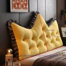 1pc Crown Shaped Crystal Velvet Solid Color Backrest Cushion For Bed - Yellow - View 1