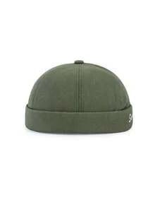 1pc Unisex Vintage Artistic Tang Hat, Hip-Hop Style, No Brim Melon Cap For Spring Casual - Burgundy - View 5