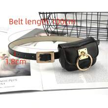 女士腰包和腰帶套裝,韓式簡約百搭包配件,時尚牛仔腰帶休閒或連身裙,兩用腰包 - 黑色 - 查看 8