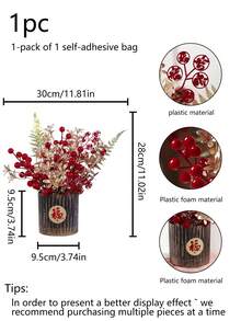 1PC Simulation New Year Holly Fruit Fu Leaf Potted Home Chinese New Year Decoration Mascot Spring Festival Gift - Multicolor - View 3