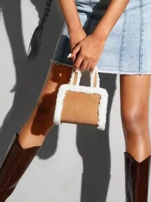 2023 Mới Thời trang Của phụ nữ Mini Sang trọng Chất vải Thiết kế Màu thuần Túi xách tay Thích hợp Đối với Mùa thu Và Mùa Đông Du lịch Và Mua sắm - Màu Khaki - Xem 2