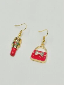 1對時尚極簡口紅和錢包造型掛墜耳環,適合任何場合,尤其是約會和派對 - 隨身帶包包和口紅 - 查看 1