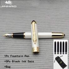 1000a 銀色鋼筆帶筆袋和 5 個黑色墨水筆芯 - 銀色 - 查看 1