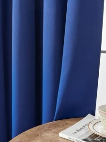 1pc/2pcs Grommet Blackout Curtains, Outdoor Blackout Curtains, Home Blackout Curtains, Kitchen Curtains, Room Decor Curtains, Outdoor Decor Curtains, Window Decor Curtains, Black Curtains, White Curtains, Blackout Curtains, Thermal Insulated Curtains, Solid Color Minimalist Modern Polyester Blend Polyester Fiber Bedroom Living Room Balcony Grommet Curtains - Blue - View 4
