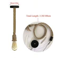 1入復古繩索吊燈,單頭配有3.3英尺電線,e26 / E27插座,工業農舍風格適用於餐廳,酒吧,家居裝飾 （不含燈泡） - 卡其色 - 查看 4