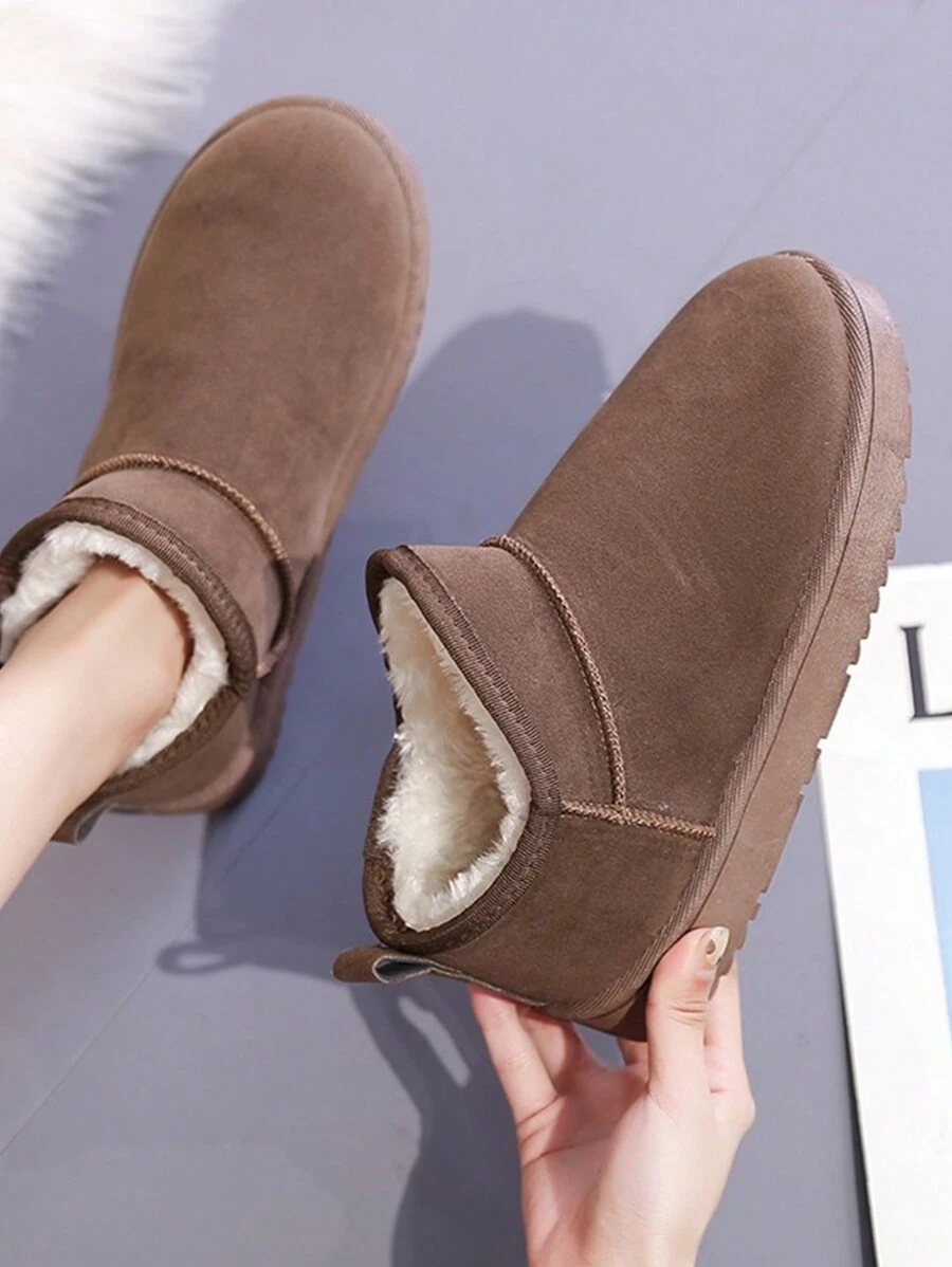 女士戶外活動冬季雪地靴,防滑、防水、保暖內裡,厚底、短筒,孕婦鞋 - 棕色 - 查看 1