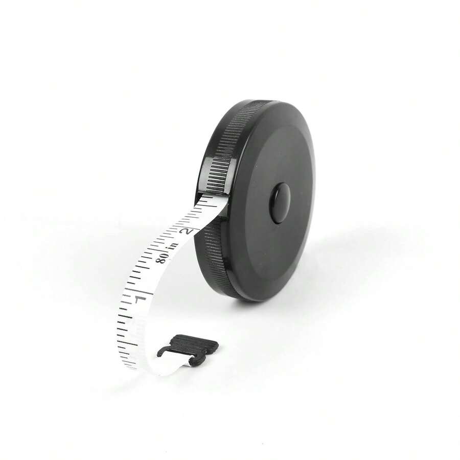 1 Pc 60in/150cm Soft Flexible Tape Measure Sewing, Automatic Telescopic Ruler, For Body Measuring, Sewing Measure, Home Fitness - Black - View 1