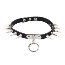 1件装个性化暗黑风格铆钉项圈，女士朋克束缚皮革项圈套装，情侣款 - 黑色 - 查看 2