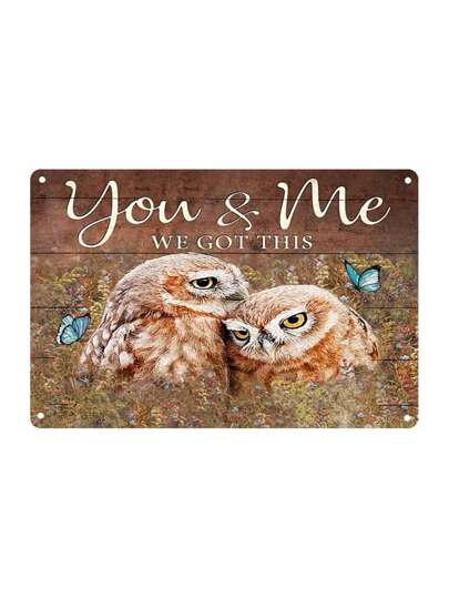 1 peça, "Casal de corujas - você e eu" Placa de lata de metal engraçada para o dia dos namorados (11,81" x 7,87"/30x20 cm), decoração de placa vintage inovadora, decoração para casa, decoração de quarto, decoração de parede, decoração de banheiro, decoração de bar, decoração de café, decoração de garagem, decoração de casa de fazenda, melhores presentes