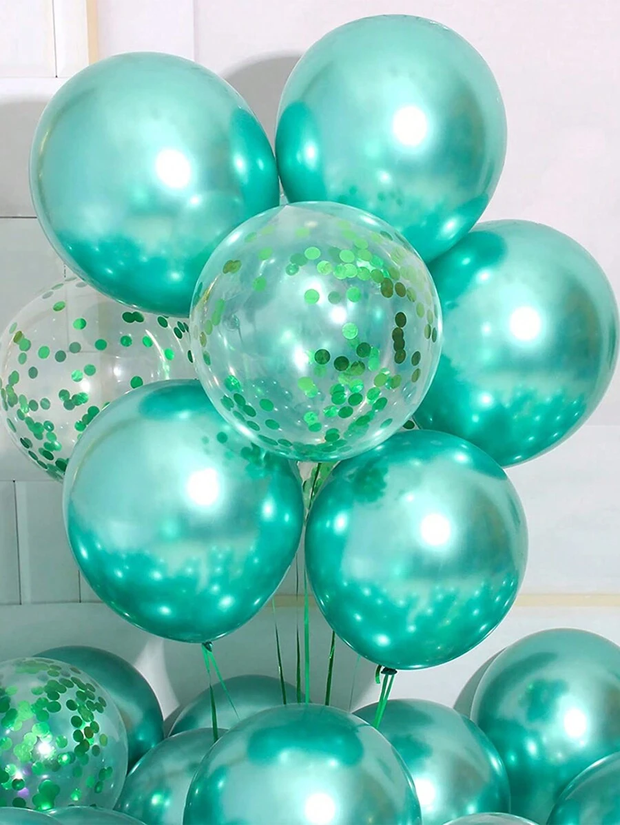 20pcs Gold Glitter Balloon Combo Set, Party Balloons, Decorative Balloons - Green - View 1