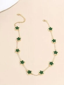 1pc Double-Sided Flower Design Necklace For Women'S Clavicle - White - View 6