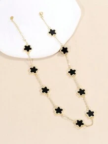 1pc Double-Sided Flower Design Necklace For Women'S Clavicle - White - View 4