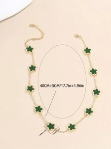 1pc Double-Sided Flower Design Necklace For Women'S Clavicle - White - View 7