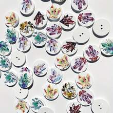 50入組彩繪水晶簇晶紋木質扣子,diy手工藝品縫紉裝飾扣子 - 彩色 - 查看 5