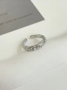 1個s925銀時尚復古經典細膩質感開口戒指,適合女性日常穿戴,具有精美獨特的派對珠寶設計 - 肌理紋戒 - 查看 10