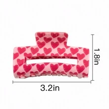 1 Pc Woman Pink Love Printing Cute Valentine'S Day Gift Hair Claws Clips Pink Accessories Valentine's Day Hair Jaw Clip Hair Clamps Hair Clutch Hair Catcher Clip, School Stuff, College Fall Winter Hair Clip Claw Clip Hair Accessories For Women For Vacation Outfits Woman
