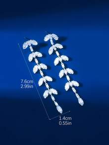 1set Crystal & Cubic Zirconia Silver-Color Drop Earrings - Silver - View 4