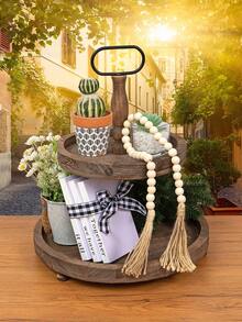 Creative Faux Book Decorative Bookend For Coffee Table, Living Room Miniature Decor With Wooden Beads String 1 Set - Multicolor - View 4