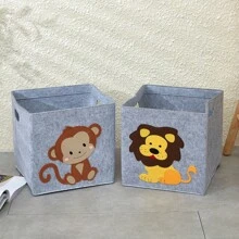 1个可折叠加厚毛毡立方体收纳盒，适用于卡通玩具收纳、洗衣篮、衣物收纳 - 無尾熊 - 查看 6