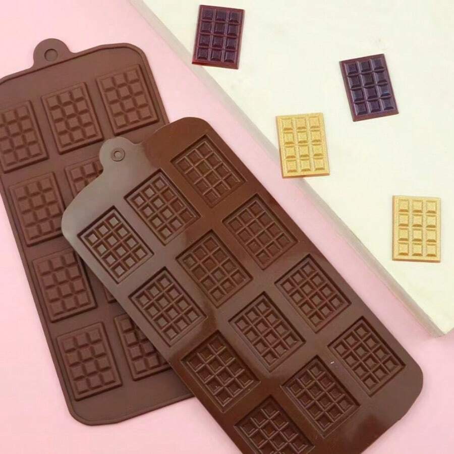 1pc Silicone Mold For Diy Chocolate & Waffle Crisp Baking - Chocolate Brown - View 1