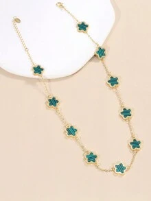 1pc Double-Sided Flower Design Necklace For Women'S Clavicle - White - View 10