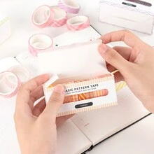 1盒8名卷彩虹色方格膠帶,ins鹽系彩虹復古色彩格膠帶diy手寫膠帶 - 彩色 - 查看 11