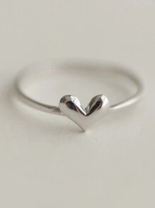 1 pièce Bague en forme de cœur en argent sterling S925, style classique pour femmes pour la Saint-Valentin