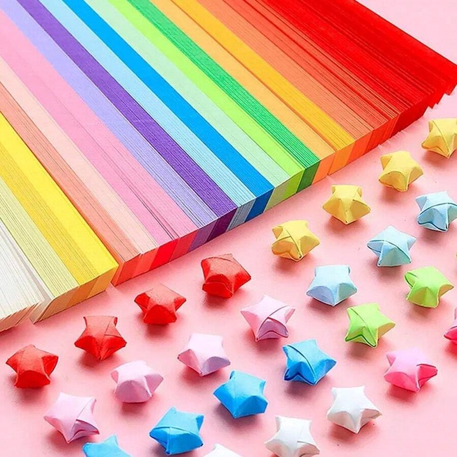 540pcs Colored Lucky Star Origami Paper Strip For Diy Handmade Decoration, Origami Art Crafts Supplies - Multicolor - View 1