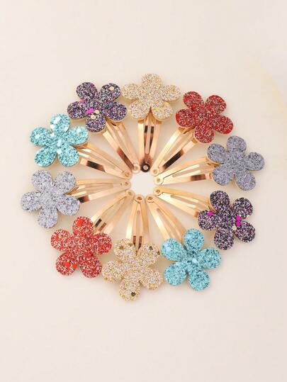 bilicaca 10pcs Gradient Glitter Baby Hair Clips, Simple And Sweet Style, Random Color