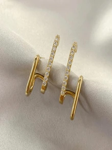 1 對女士簡約高級復古耳環,適合日常佩戴 - 金色 - 查看 5