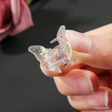 20入組彩色透明蝴蝶迷你髮夾卡子,公主風格髮飾,日常佩戴不傷髮 - 無色 - 查看 6