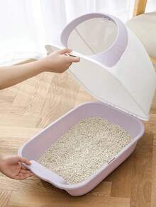 Arenero para gatos cerrado, Caja de arena para gatos cerrada, Arenero cerrado para gatos con pala, Caja de arena para gatos con filtro y pala - Azul - Ver 4