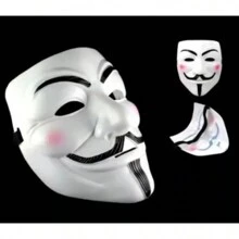 Máscara V de Vingança Hacker Anonymous Vendetta - Branco - Visão 2