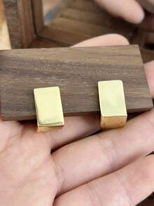 1 對幾何糖簡約耳環女式情侶時尚經典派對珠寶配件 - 銀色 - 查看 7