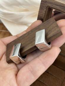 1 對幾何糖簡約耳環女式情侶時尚經典派對珠寶配件 - 銀色 - 查看 10