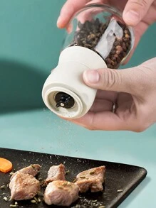 保齡球瓶形手動胡椒研磨機,玻璃香料研磨機,用於胡椒、海鹽、芝麻等。 - 白色 - 查看 4