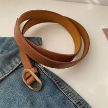 1條女士咖啡色無洞飾帶,無須打孔設計,時尚百搭,休閒高檔,適合日常佩戴 - 咖啡 - 查看 2