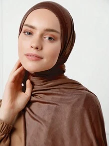 1pc Solid Color Breathable Modal Bandana Scarf, Suitable For Daily Wear Headband Soft Hijab For Abaya - Chocolate Brown - View 1