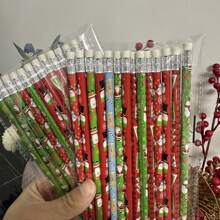 14 支/套混合風格聖誕主題卡通多色書寫鉛筆,hb 鉛芯 - 紅色 - 查看 3