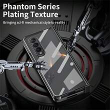 1入組黑色框鍍金防刮硬質PC手機殼，適用於三星Galaxy Z Fold5/Z Fold4/Z Fold3/Z Fold2/Z Filp5/Z Filp4/Z Filp3，具有抗黃變、防震、防指紋和透明特性 - 黑色 - 查看 3