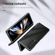 1入組黑色框鍍金防刮硬質PC手機殼，適用於三星Galaxy Z Fold5/Z Fold4/Z Fold3/Z Fold2/Z Filp5/Z Filp4/Z Filp3，具有抗黃變、防震、防指紋和透明特性 - 黑色 - 查看 9