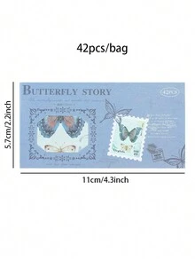 YUXIAN 42入組復古蝴蝶和花卉印花拼貼材料,適用於手帳、日誌等紀念簿製作 - 彩色 - 查看 2
