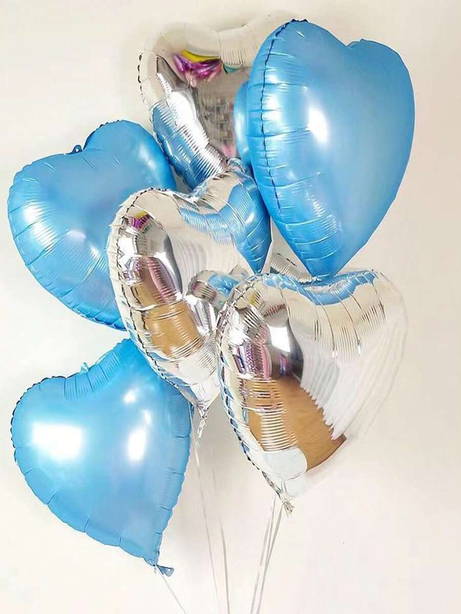 6 件浪漫婚礼浅蓝色和银色装饰气球，创意生日求婚卧室场景用品 + 2 个配件 - 彩色 - 查看 1