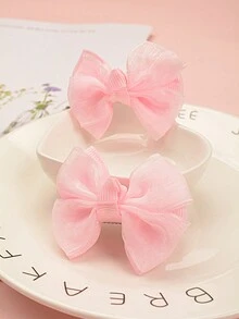2入組兒童花朵髮夾,適用於側邊頭髮和亂捲髮,女孩髮飾 - 粉色 - 查看 4