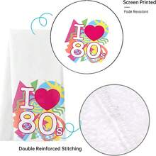 2入組 18x28英寸長方形聚酯纖維廚房毛巾套裝,i Love 80's廚房毛巾,多彩字母圖案廚房毛巾,80's90's懷舊系列廚房毛巾,多功能毛巾適用於家庭使用,適合廚房、浴室、客廳、餐廳、臥室等場合,是父母和朋友的理想禮物 - 白色 - 查看 4